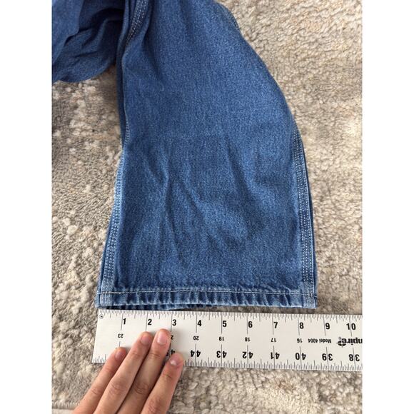 Carhartt Size 34x34 Denim Jeans Casual Pants Blue Button Zip Pocket Straight Leg - Picture 7 of 11